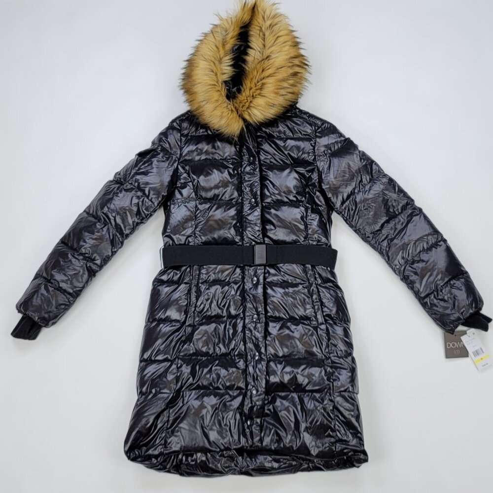 S13 New York Chalet Jet Puffer Down Jacket Womens M Black Gloss MINOR DAMAGE